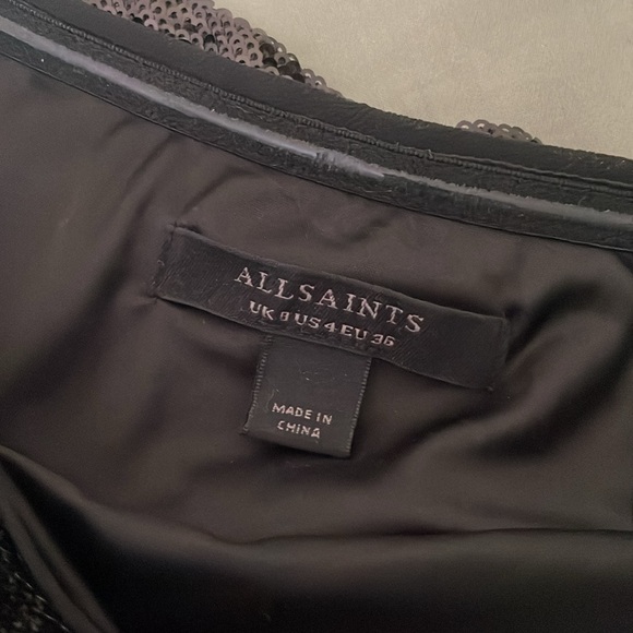 All Saints Black Sequin One-Shoulder Top one piece - Picture 3 of 3